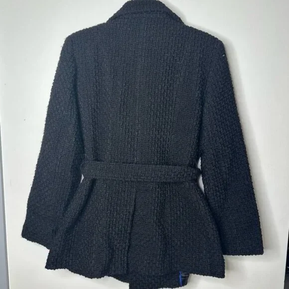 Calvin Klein Wool Knit Pea Coat Belt Warm Pockets Collar size 12p - Picture 7 of 12